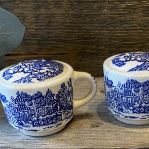 Vintage Blue Willow Salt and Pepper Shakers Set, Chinoiserie Kitchen Decor
