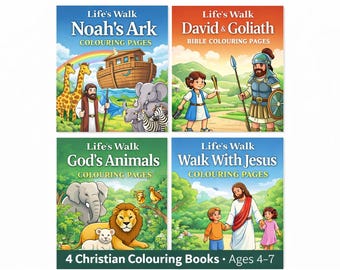 Life’s Walk Bible Colouring Bundle | 4 Christian Colouring Books for Kids Ages 4-7 | Faith-Based Activities
