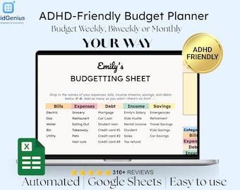 ADHD-budgetuppföljare utskrivbar PDF – Månads- och veckovis ekonomiplanerare för vuxna med ADHD