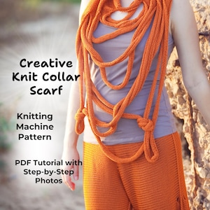Creative Machine Knit Cotton Collar Scarf Pattern – Modern Wearable Art for Women | PDF Download
