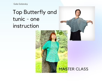 PDF and video Knitting Pattern Crop top and tunic -Master class on knitting