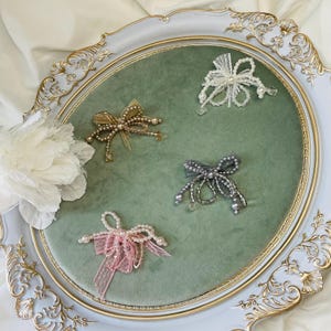 Nœud décoratif appliqué en nacre - Ruban brodé de perles - Nœud décoratif appliqué en dentelle - Décoration de robe de mariée