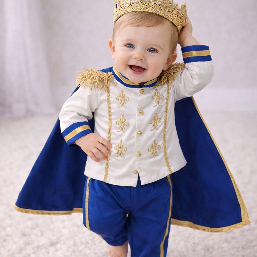 prince theme birthday dress Personalized Royal Blue Costume, White Gold Outfit, Custom Boys Cape Crown Set Colors:Coffee Gold LowStock:44186697105459 Fitted Silk Wedding Dress PRINCE LIAM PRINCE NOAH