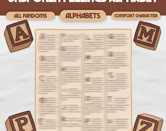 Unspoken Feelings Alphabet Custom Comfort Character Writing | Digital A-Z Pining, Hidden Affection | ALL FANDOMS #A04