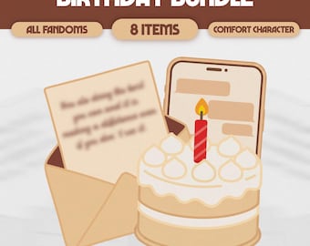 Birthday Planned by Your Comfort Character Package | Custom Digital Birthday Bundle, Romance or Friendship | #MC05