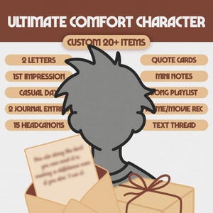 Custom Comfort Character Pack | Digital Comfort Character Care Package | Character Sheet, Letter, Playlist, ALL FANDOMS, Anime/Movie/TV/Book