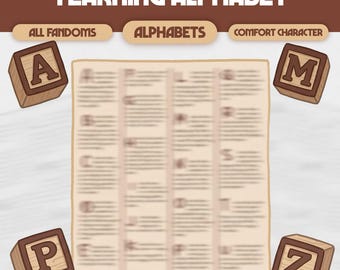 Yearning Alphabet Custom Comfort Character Writing | Digital A-Z Pining, Longing, Romantic Tension Alphabet #A02