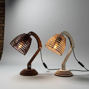 Laser Cut Wooden Table Lamp | Natural or Brown Linseed Finish