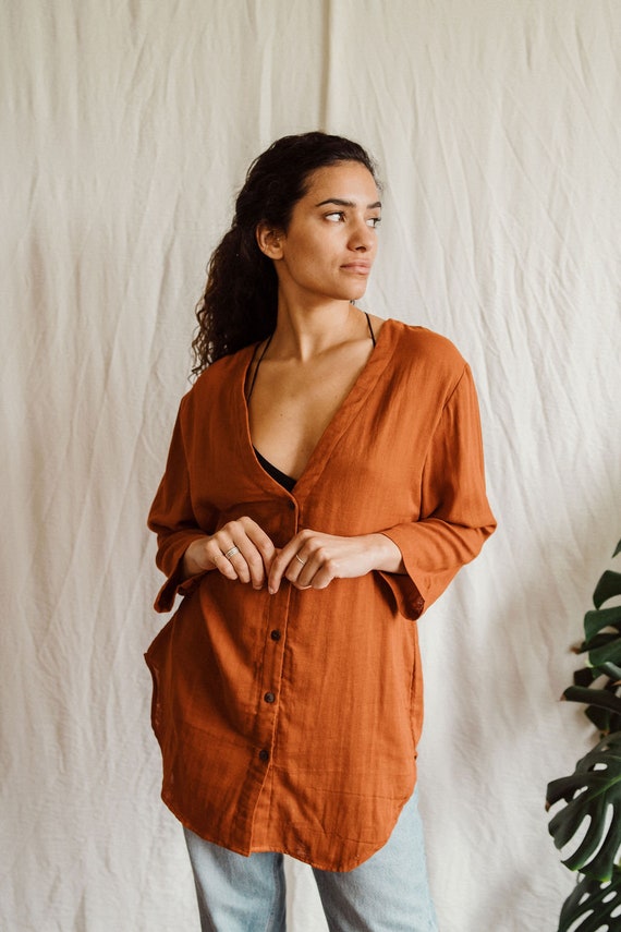 Cotton Rust shirt, cotton blouse, cotton top, cotton lightweight top, summer top