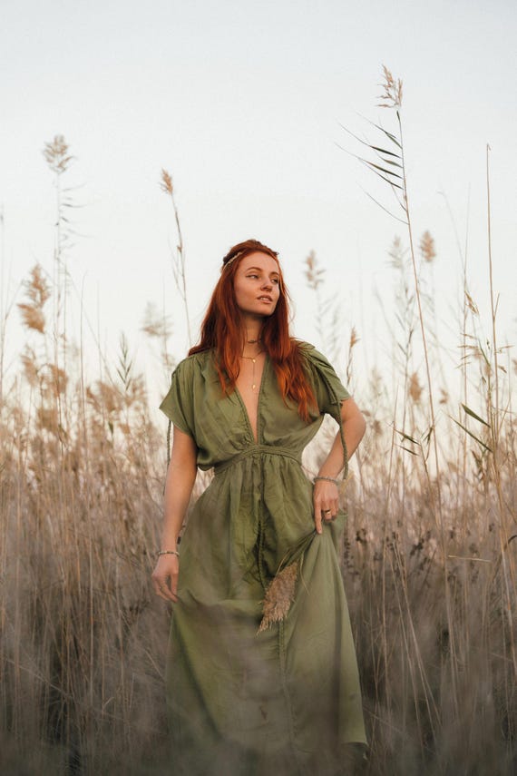 Lotus Dress, green dress, bamboo dress