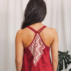 Bamboo maxi dress in deep red, long red dress. image 6