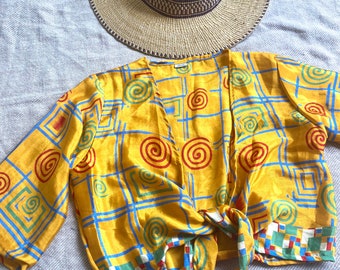 Silk Tie Top, Sari Silk Tie Top, wrap top