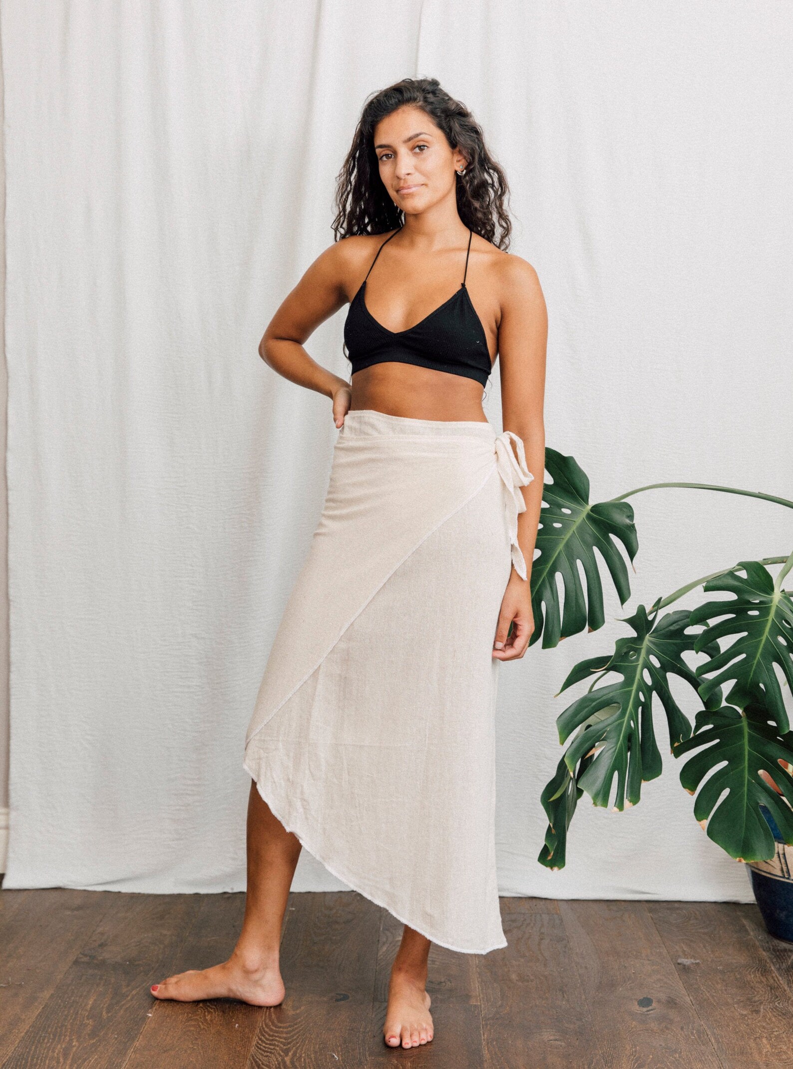 White Wrap Skirt in Cotton Blend main image 1