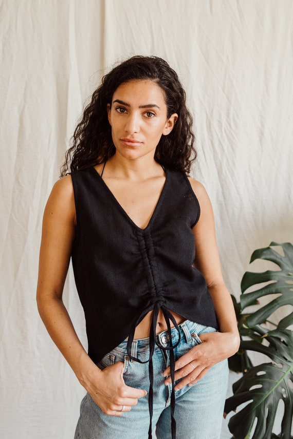 Raw cotton black pull top
