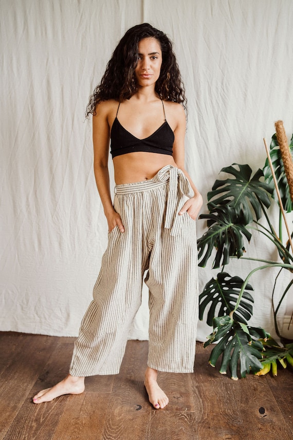 HAREM TROUSER - Summer Joggers - Strippy Cotton Trouser - Beach Trouser - Joggers For Her - Women Casual Wear - Handmade Joggers
