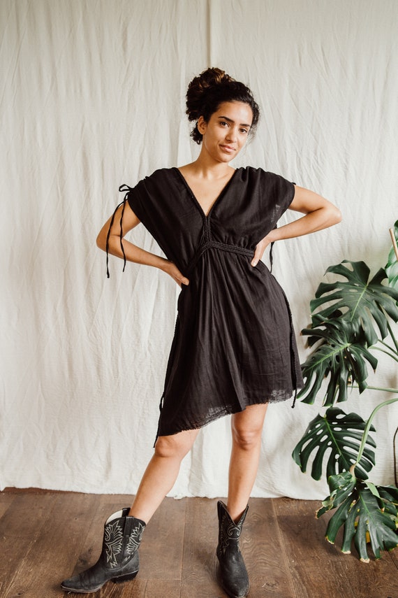 Mini Lotus Dress, mini black dress, bamboo dress