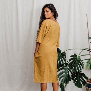 Cotton Dress, Mustard, with pockets image 4
