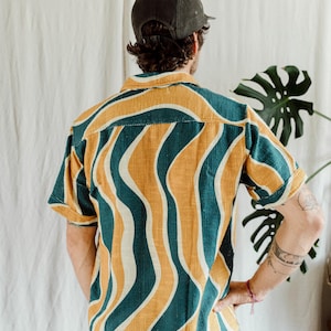 Cotton Viscose Party Shirt: Coconut Buttons, Surfer Style