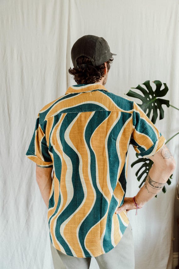 Men’s shirt, cotton/viscose mix , party shirt, surfer shirt