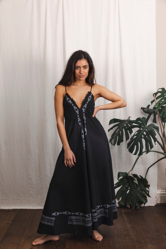 Raw cotton hand printed dress