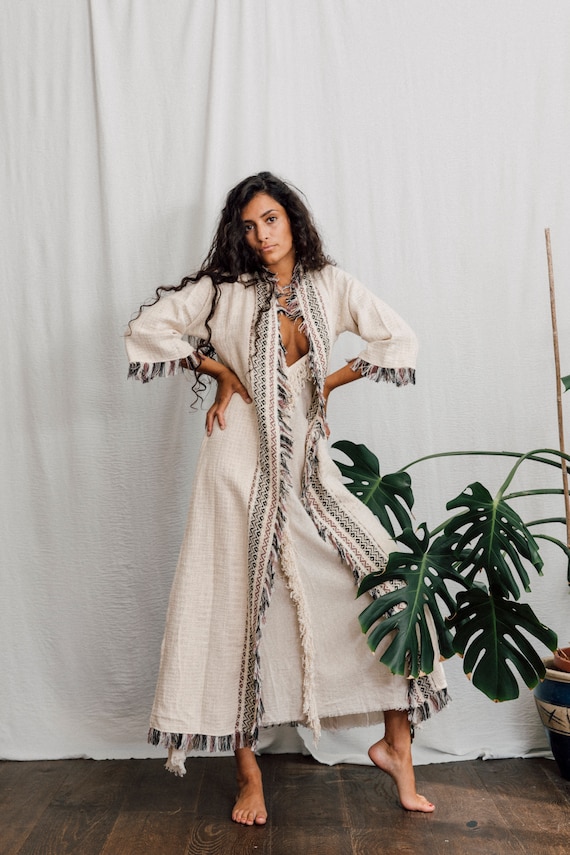 Long white Cotton Goddess Jacket