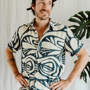 Cotton Viscose Party Shirt: Coconut Buttons, Surfer Style
