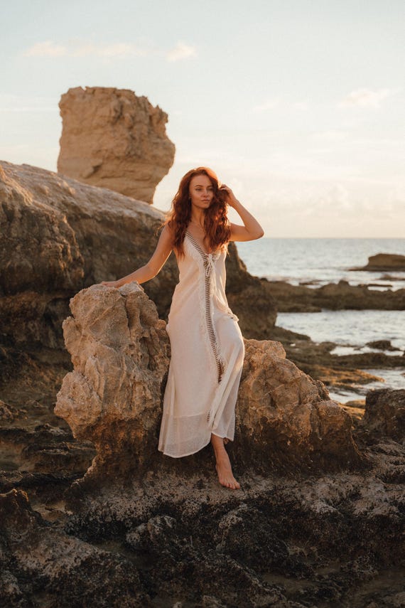 White long goddess dress