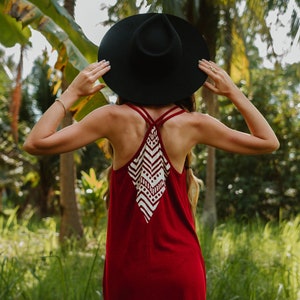 Bamboo maxi dress in deep red, long red dress. image 3