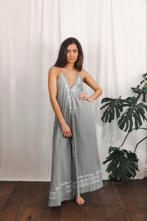 Raw cotton hand printed dress