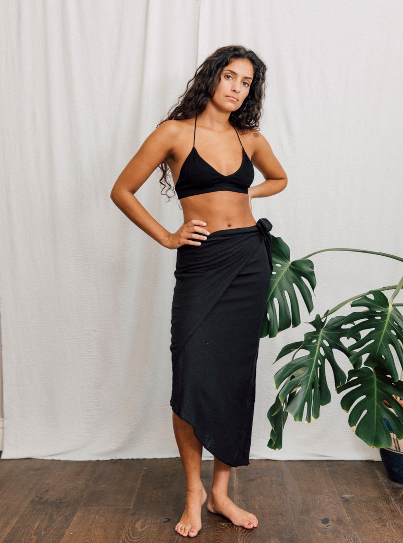Raw cotton Black Wrap skirt image 2