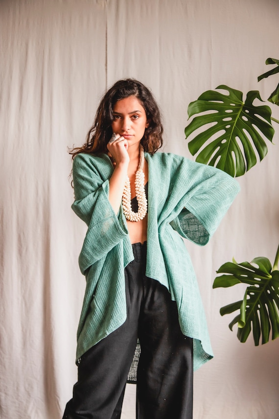Oversized Inka cardigan, Turquoise jacket , cardigan