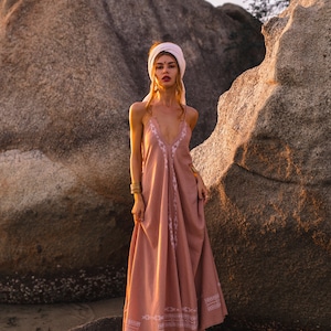 Raw cotton hand printed dress