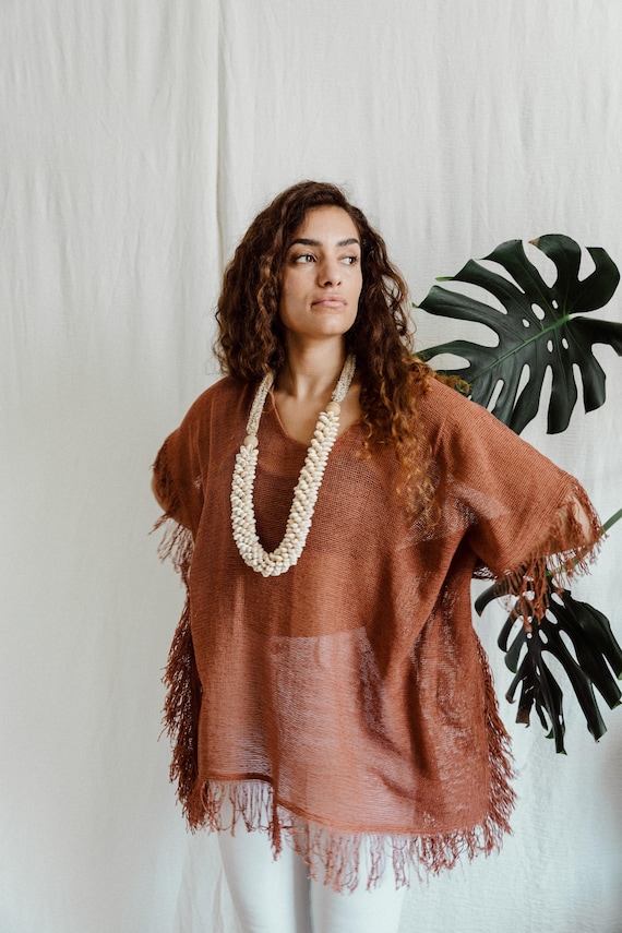 Rust kimono top, tunic, beach cover-up