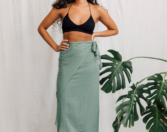 Raw cotton Green Wrap skirt