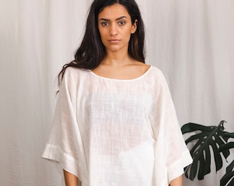 Cotton top, white top, textured cotton top