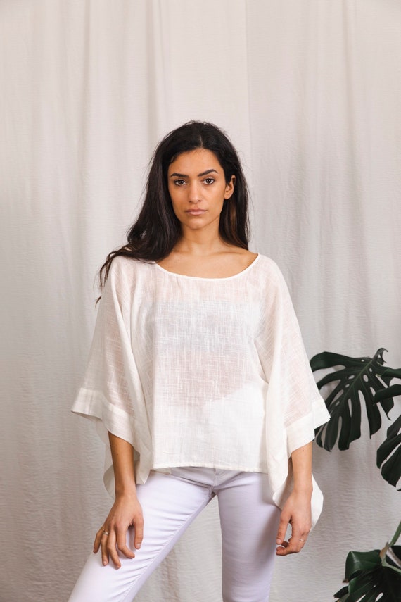 Cotton top, white top, textured cotton top