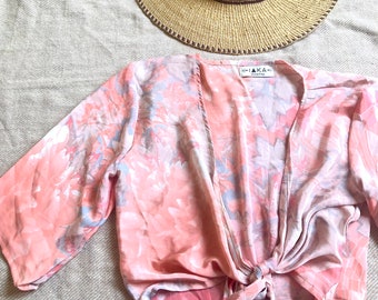 Silk Tie Top, Sari Silk Tie Top, wrap top