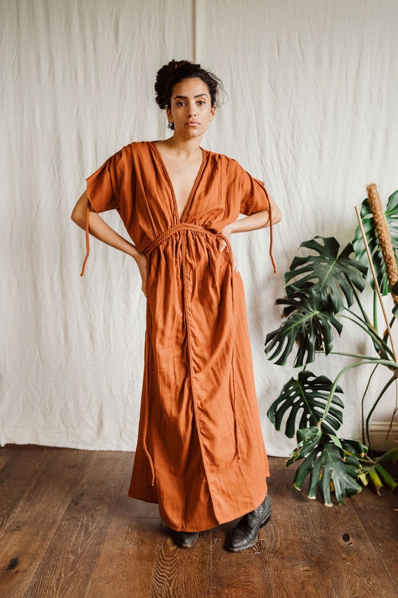 Lotus Dress, Rust dress, bamboo dress