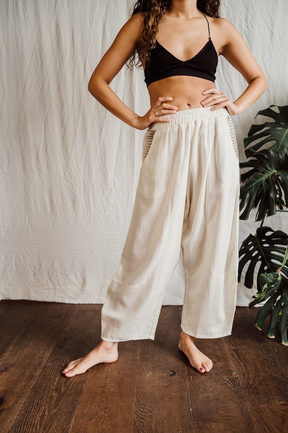 HAREM TROUSER - Summer Joggers - White Cotton Trouser - Beach Trouser - Joggers For Her - Women Casual Wear - Handmade Joggers