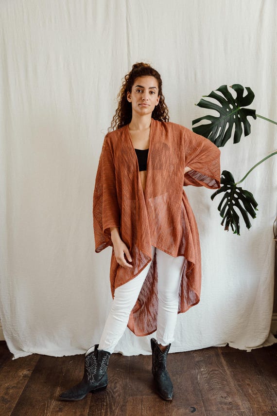 INKA CARDIGAN RUST, Oversized cardigan ,