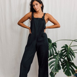 BLACK DUNGAREES Women Overalls Black Cotton Overalls Cotton Overalls Sleeveless Dungarees image 3