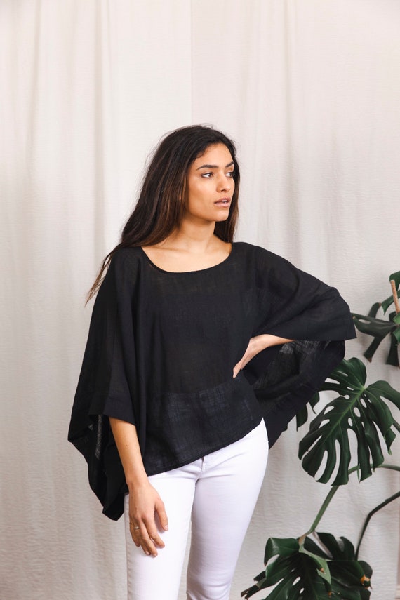 Cotton top, black top, textured cotton top