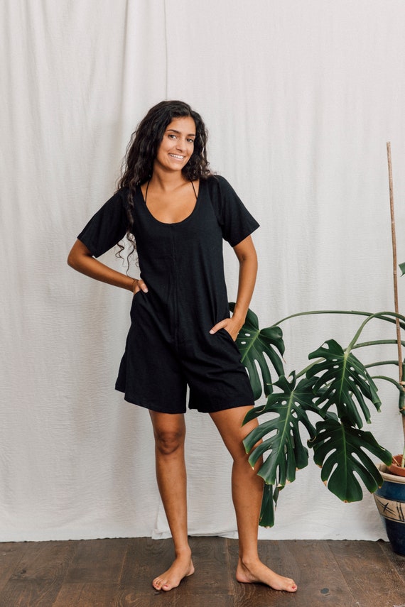 Black Bamboo Playsuit, Jumpsuit women, bamboo jumpsuit