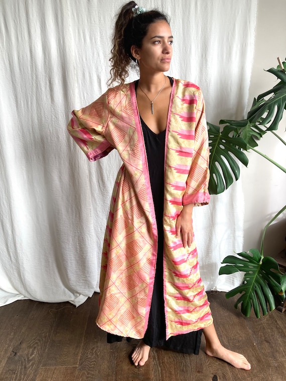 Reversible kimono jacket , two sari jackets in one