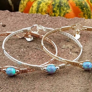 Zilver, Goud, Argentium SIlver, Sterling SILver, 14kt Goud gevuld, Vuur opaal, Blauw Opaal, Synthetische opaal