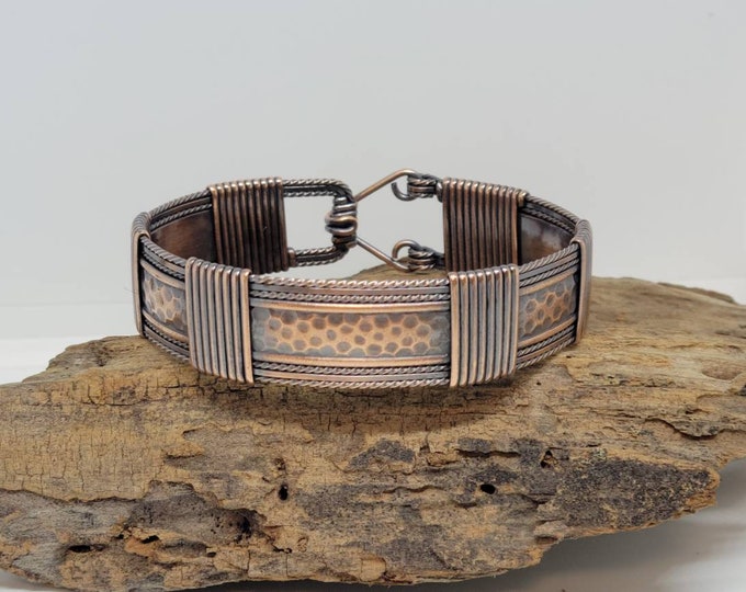 Pebbles: Copper textured bracelet