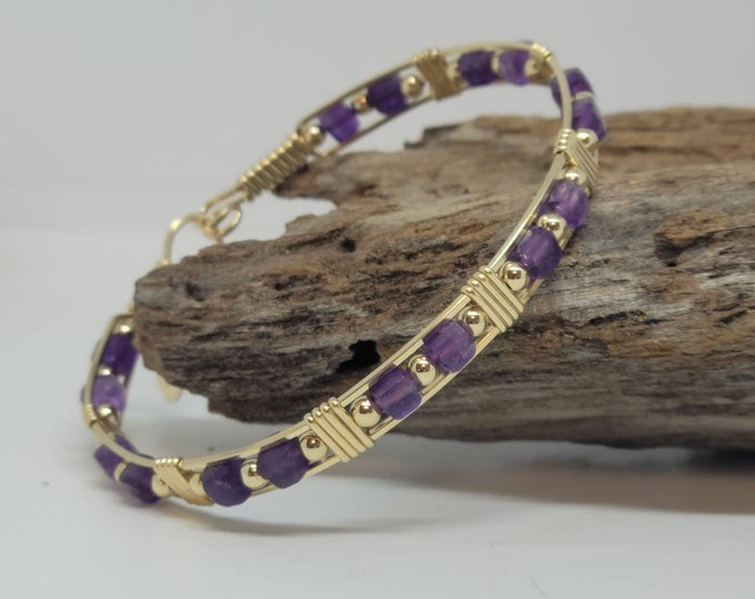 Rebekah Bracelet,  Gold Bracelet,  Amethyst Bracelet