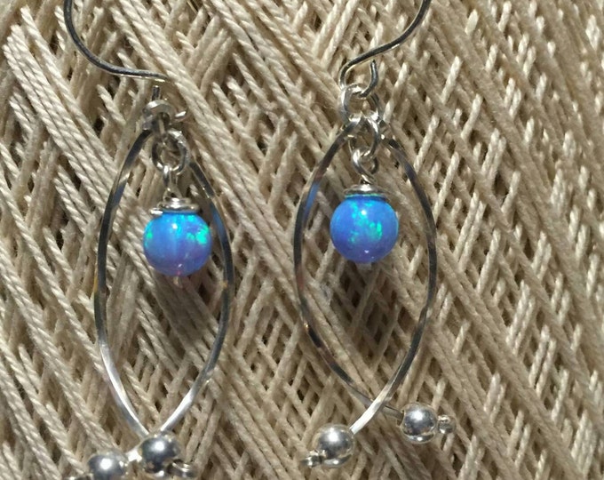 Faith earrings- Blue Fire Opal, Fish, Christian