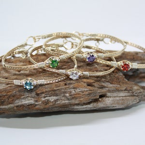 Birthstone Bracelet, Gold and Silver, CZ Bracelet