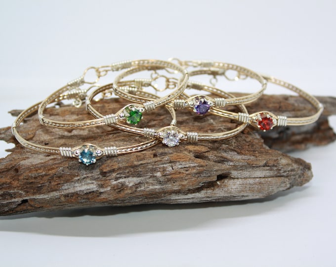 Birthstone Bracelet, Gold and Silver, CZ Bracelet